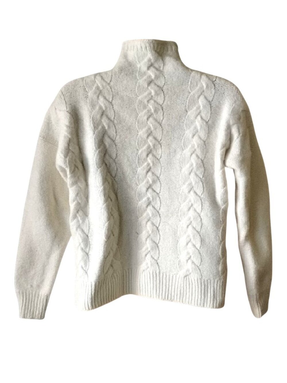 Grenville Cableknit Mockneck Alpaca Wool Oversized Sweater XS Antique Cream - Picture 4 of 10